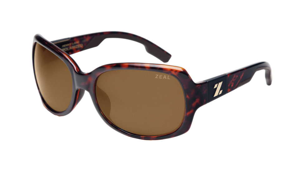 Zeal Optics Penny Lane Demi Tortoise sunglasses with ellume polarized copper lenses (quarter view)